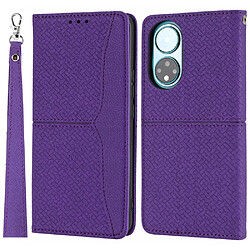 Etui en PU texture tissée, antichoc, magnétique avec support violet pour votre Honor 50 SE