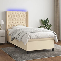 Sommier à lattes,Cadre à lattes de lit pour Adulte matelas et LED Crème 100x200 cm Tissu -MN95648