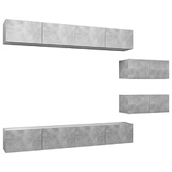 vidaXL Ensemble de meubles TV 6 pcs Gris béton Bois d'ingénierie