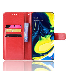 Wewoo Housse Coque en cuir à rabat horizontal Texture rétro Crazy Horse pour Galaxy A80 / A90avec porte-cartes et fentes cartes et cadre photo Rouge pas cher