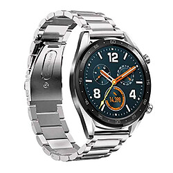 Bracelet en métal 22mm trois perles avec boucle déployante argent pour votre Huawei Watch GT/Honor Watch Magic