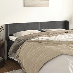 Maison Chic Tête de lit scandinave avec oreilles,meuble de chambre Gris foncé 163x16x78/88 cm Velours -MN48502