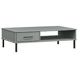 vidaXL Table basse avec pieds en métal Gris Bois pin massif OSLO