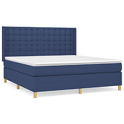 vidaXL Sommier à lattes de lit avec matelas Bleu 180x200 cm Tissu