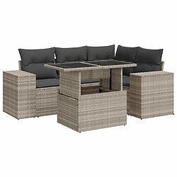 vidaXL Salon de jardin 5 pcs avec coussins gris clair résine tressée