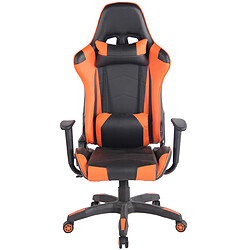 Decoshop26 Fauteuil de bureau design sportif mécanisme d'inclinaison coussins en PVC noir / orange 10_0002552