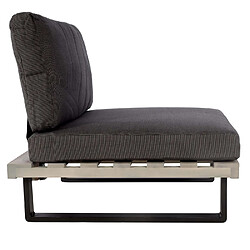 Decoshop26 Fauteuil lounge de jardin en bois d'acacia gris et aluminium coussin gris foncé 04_0006847 pas cher