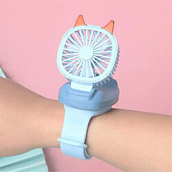 Mini Ventilateur de Montre, Montre portable, Lumière LED Colorée, Ventilateur USB Pliable pour Femmes et Enfants (bleu)