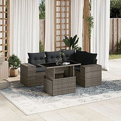 vidaXL Salon de jardin 5 pcs avec coussins gris résine tressée