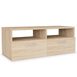 Avis Maison Chic Meuble TV scandinave 2 pcs - Banc TV pour salon Aggloméré 95 x 35 x 36 cm Chêne -MN63528