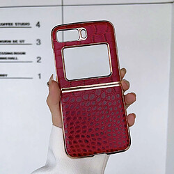 Coque en TPU + cuir véritable anti-chute, texture crocodile, nano galvanoplastie pour votre Motorola Moto Razr 2022 5G - rouge