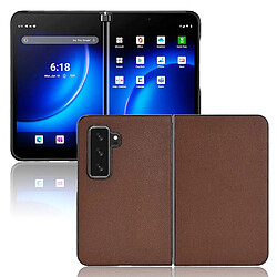 Coque en TPU + PU anti-scratch, texture litchi, marron pour votre Microsoft Surface Duo 2