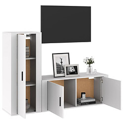 Avis Maison Chic Ensemble de meubles TV 2 pcs pour salon - blanc brillant bois d'ingénierie -MN74675