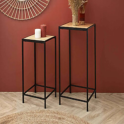 The Home Deco Factory Sellette en métal et bambou Lot de 2.