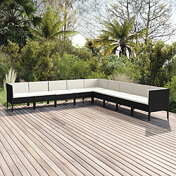 vidaXL Salon de jardin 9 pcs avec coussins Résine tressée Noir