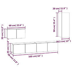 vidaXL Ensemble de meubles TV 4 pcs Chêne marron Bois d'ingénierie pas cher