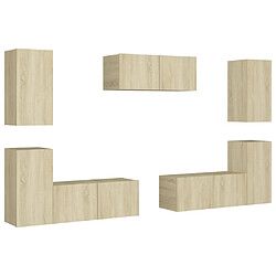 Maison Chic Ensemble de meubles TV 7 pcs | Banc TV Moderne pour salon | Meuble de Rangement - Chêne sonoma Aggloméré -MN40831