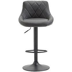 Avis Decoshop26 Tabouret de bar en synthétique gris pivotant avec repose-pieds métal noir coutures décoratives TDB10583