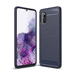 Coque en TPU fibre de carbone brossée bleu foncé pour votre Samsung Galaxy A41