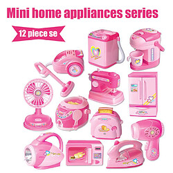 Mini maison de jeu pour enfants jouets filles machine à laver réfrigérateur cuisine - Rose