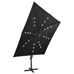 Avis Helloshop26 Parasol meuble de jardin déporté avec mât et lumières led 300 cm noir 02_0008523