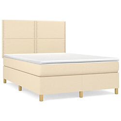 vidaXL Sommier à lattes de lit avec matelas Crème 140x190 cm Tissu