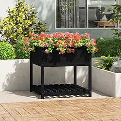 vidaXL Jardinière avec étagère Noir 82,5x82,5x81 cm Bois massif de pin