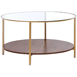 Beliani Table basse Verre de sécurité Doré LIBBY