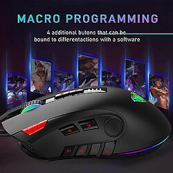 Acheter Universal H512 RVB Backlight Gaming Mouse 12 Boutons Programmation 5000 DPI OPTICE USB WIRED MONDE avec feu