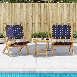 vidaXL Chaises pliables de jardin lot de 2 avec table bleu foncé bois