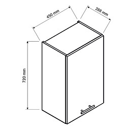 Pegane Meuble haut de cuisine coloris blanc avec 1 porte - longueur 45 x profondeur 28 x hauteur 72 cm