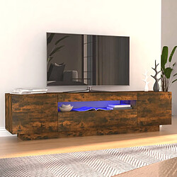 Maison Chic Meubles TV avec lumières LED - Banc TV pour salon Chêne fumé 160x35x40 cm -MN98389