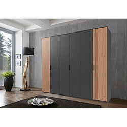 Inside 75 Armoire graphite 6 portes BLEND 2 portes aspect clayettes imit. chêne artisan