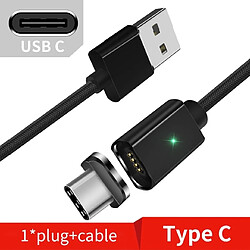 Wewoo Câble magnétique pour charge rapide et transmission de données smartphone 2 PCS ESSAGERcâble noir de type C 1 m