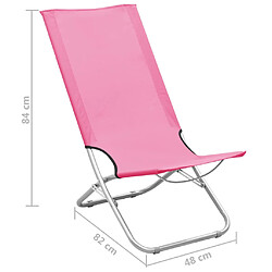 vidaXL Chaises de plage pliables lot de 2 Rose Tissu pas cher