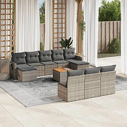 Maison Chic Salon de jardin 11 pcs avec coussins | Ensemble de Table et chaises | Mobilier d'Extérieur gris résine tressée -GKD38568