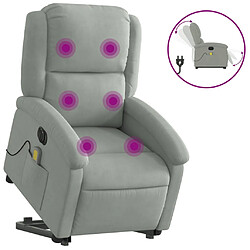 vidaXL Fauteuil inclinable de massage électrique gris clair velours