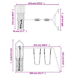 vidaXL Aire de jeux d'extérieur bois de pin massif pas cher