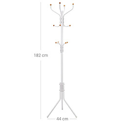 Helloshop26 Porte-manteau sur pied Hauteur de 182 cm perroquet de 3 tubes en fer blanc 12_0003190