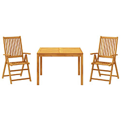 vidaXL Ensemble à manger de jardin 3 pcs Bois d'acacia solide