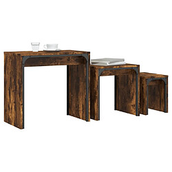 Avis Maison Chic Lot de 3 Tables basses gigognes pour salon | Table à café chêne fumé bois d'ingénierie -GKD71591