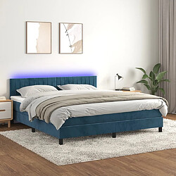 Sommier à lattes LED,Cadre à lattes de lit avec matelas pour Adulte Bleu foncé 180x200 cm -MN95088