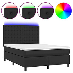 Sommier à lattes et LED,Cadre à lattes de lit avec matelas pour Adulte Noir 140x190 cm -MN63515