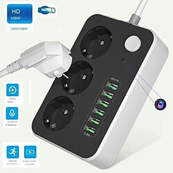 Totalcadeau Multiprise caméra espion Wifi 3 prises 6 ports USB HD 4K Wi-Fi