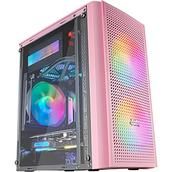 Mars Gaming MC300 Boîtier Gaming Compact - Fenêtre en Verre Trempé - 3 Ventilateurs FRGB - Grille Avant TOTAL-MESH - Support Micro-ATX/Mini-ITX - Éclairage RGB - Couleur Rose