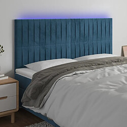 Maison Chic Tête de lit scandinave à LED,meuble de chambre Bleu foncé 200x5x118/128 cm Velours -MN26126