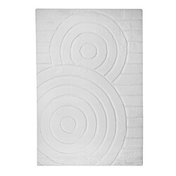 Thedecofactory CONFORTABLE CERCLES - Tapis à relief cercles extra-doux blanc 160x230