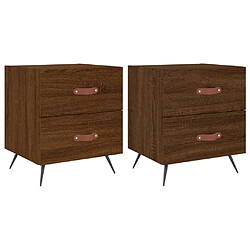 Maison Chic Lot de 2 Tables de chevet,Table de nuit,Table d'appoint pour salon chêne marron 40x35x47,5 cm -MN80974