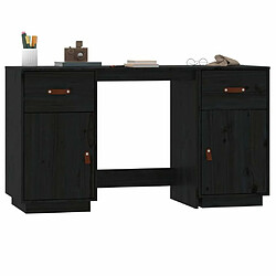 Acheter Maison Chic Bureau avec armoire de rangement,Table de travail,Table d'études Noir 135x50x75 cm Bois massif de pin -GKD57307