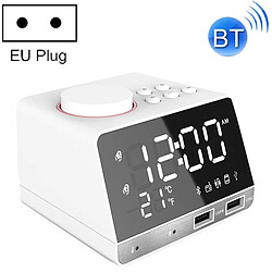 Wewoo K11 Bluetooth réveil haut-parleur Creative Digital Music Clock Display Radio avec double interface USB, support U disque / carte TF / FM / AUX, prise UE (blanc)